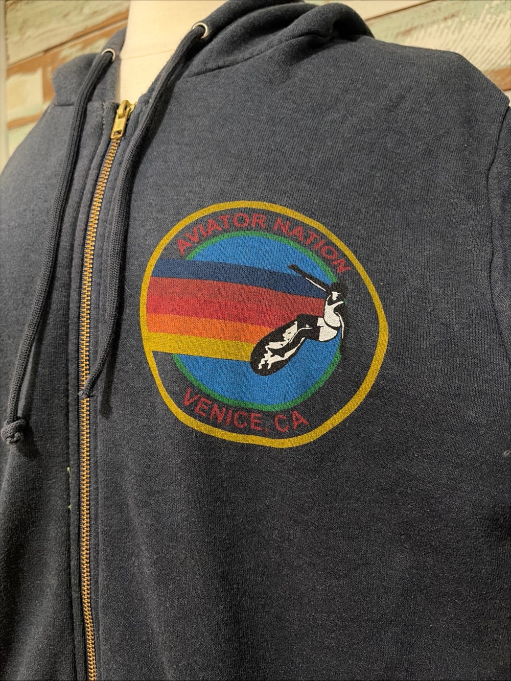 AVIATOR NATION Zip Up Hoodie Sweatshirt XL Unisex Beach Surf Blue - Picture 6 of 9